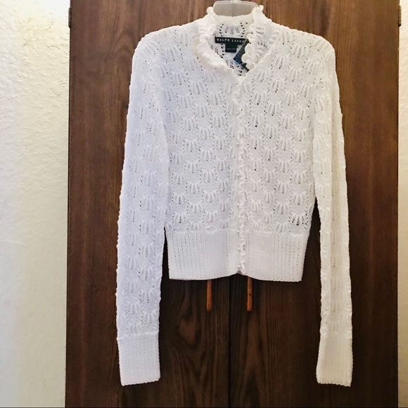 Ralph Lauren Black Label Sweaters - RALPH LAUREN BLACK LABEL NWT WHITE KNIT CARDIGAN L